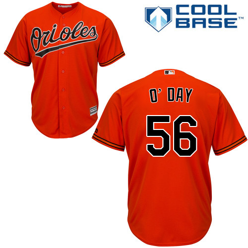 Orioles #56 Darren O'Day Orange Cool Base Stitched Youth MLB Jersey - Click Image to Close